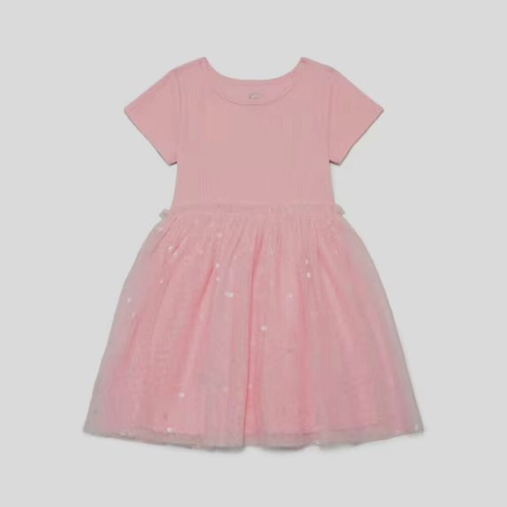 Wonder Nation Ribbed Tulle Tutu Dress Girls Pink Dots NWT